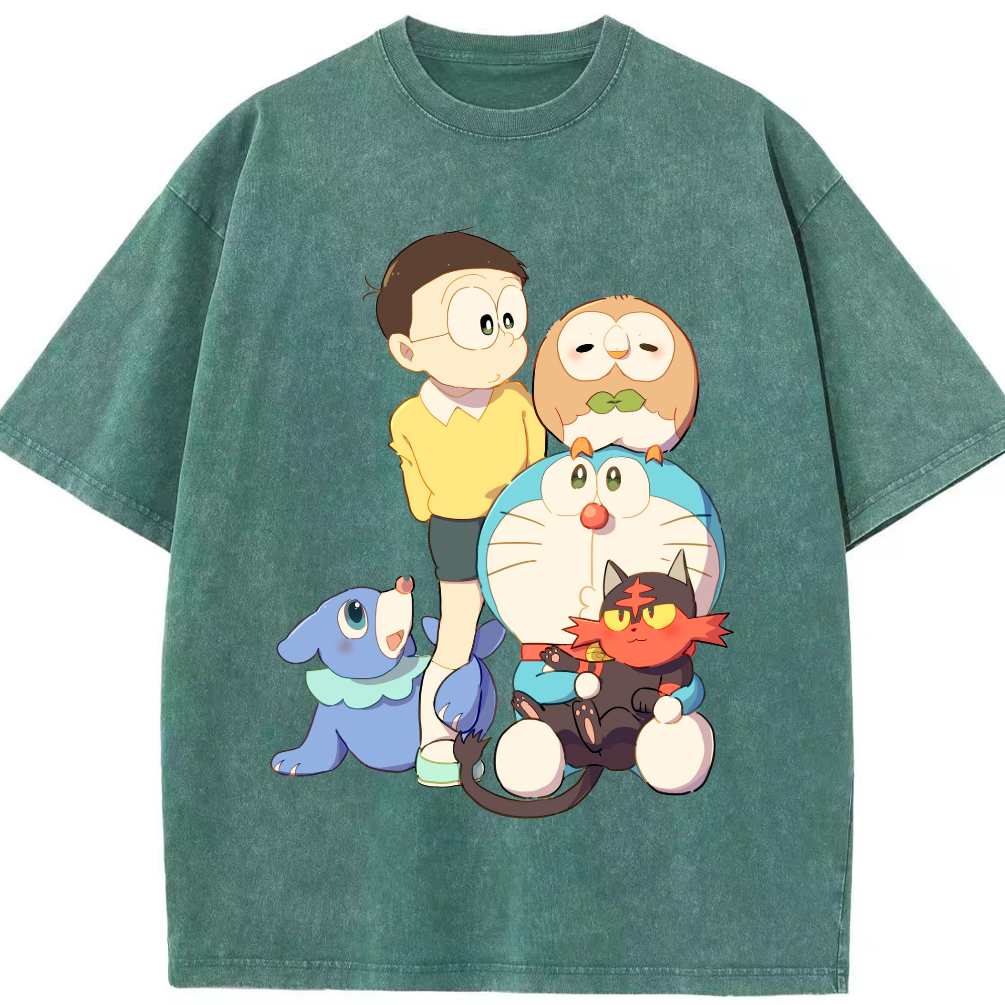 （画像用） ドラえもん Doraemon 綿100% ヴィンテージ風 半袖Tシャツ（フロントプリント）